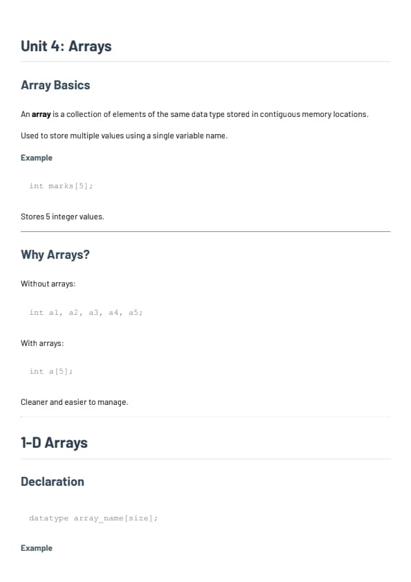 Arrays Notes
