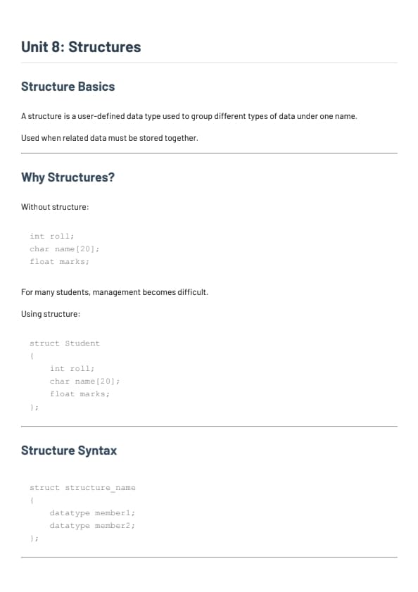 Structures and Pointers